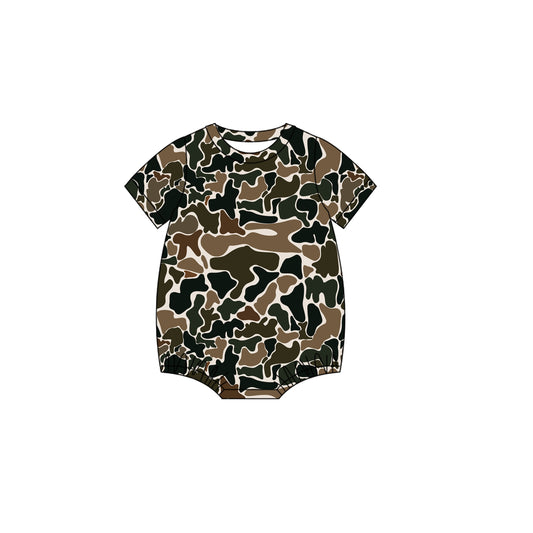 MOQ 5 preorder SR3450 Brown Green Camouflage Short-Sleeved Boys Bubble Romper 202510