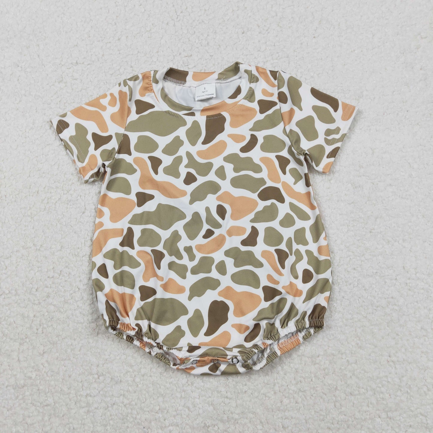 SR3452 Orange Green Camouflage Short-Sleeved Boys Bubble Romper 202511 RTS