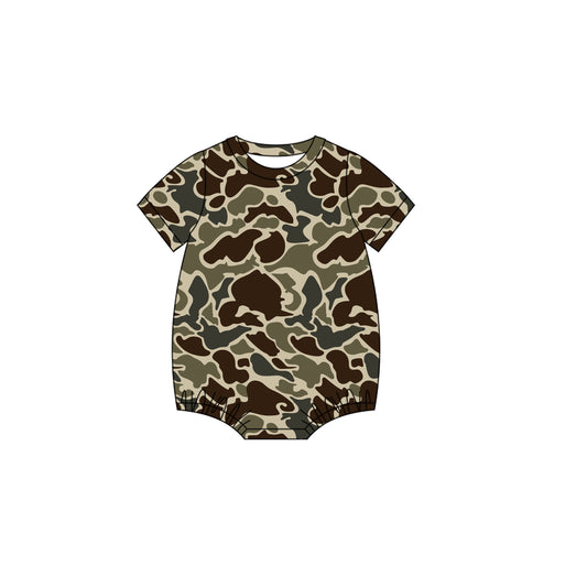 MOQ 5 preorder SR3453 Brown Camouflage Short-Sleeved Boys Bubble Romper 202510