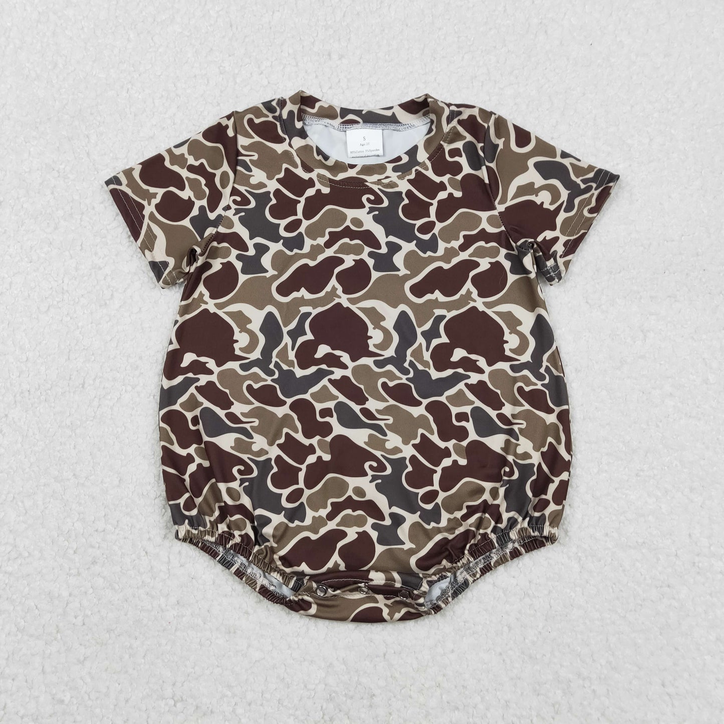 SR3453 Brown Camouflage Short-Sleeved Boys Bubble Romper 202511 RTS