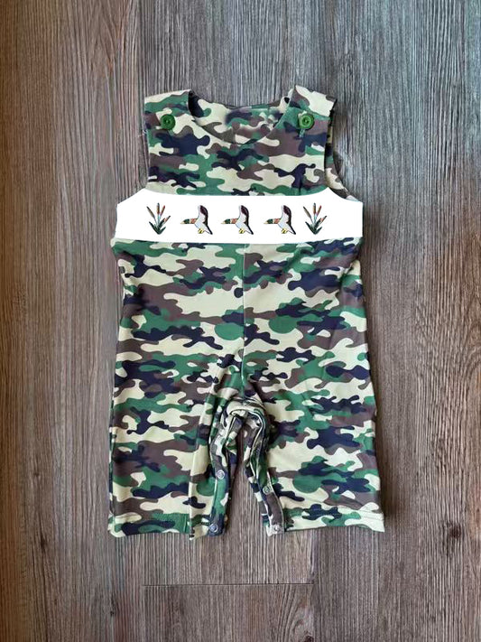 MOQ 5 preorder SR3458 Duck Hunting Green Camouflage Sleeveless Boys Romper 202510 Sibling