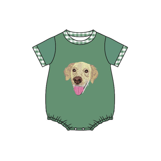 MOQ 5 preorder SR3468 Puppy Green Short-Sleeved Boys Bubble Romper 202510