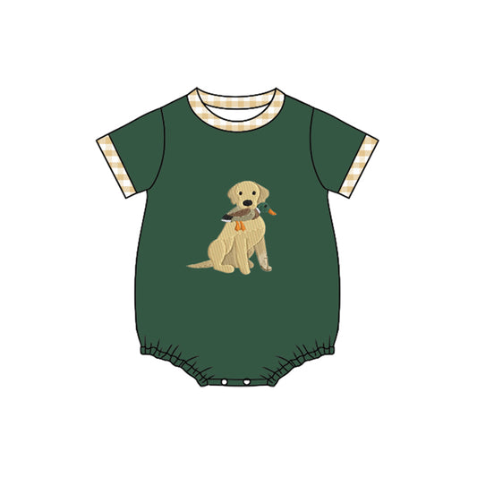 MOQ 5 preorder SR3469 Puppy Duck Green Short-Sleeved Boys Bubble Romper 202510