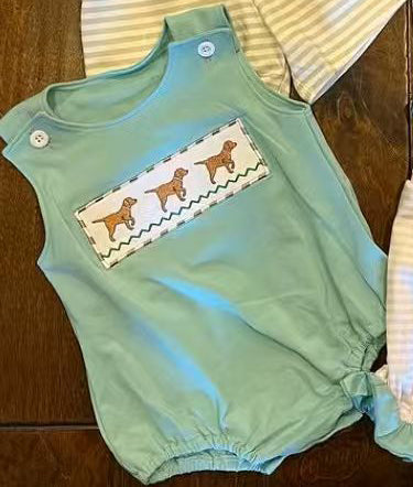 MOQ 5 PCS preorder SR3559 Puppy Blue Green Sleeveless Boys Bubble Romper 202511 Sibling