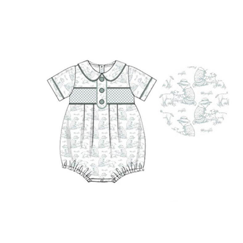 MOQ 5 PCS preorder SR3569 Kids Sheep Pattern Button Doll Collar Short Sleeve Girls Bubble Romper 202511