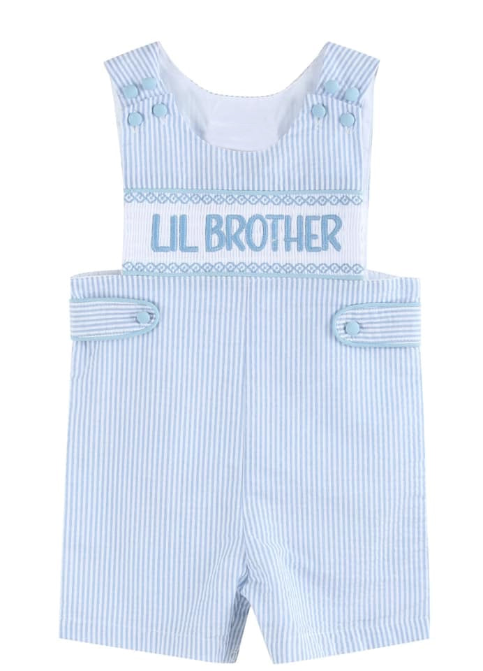 MOQ 5 PCS preorder SR3592 Lil Brother Blue Stripe Sleeveless Boys Romper 202511 Sibling