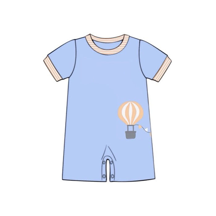 MOQ 5 PCS preorder SR3629 Hot Air Balloons Blue Short Sleeve Boys Romper 202511
