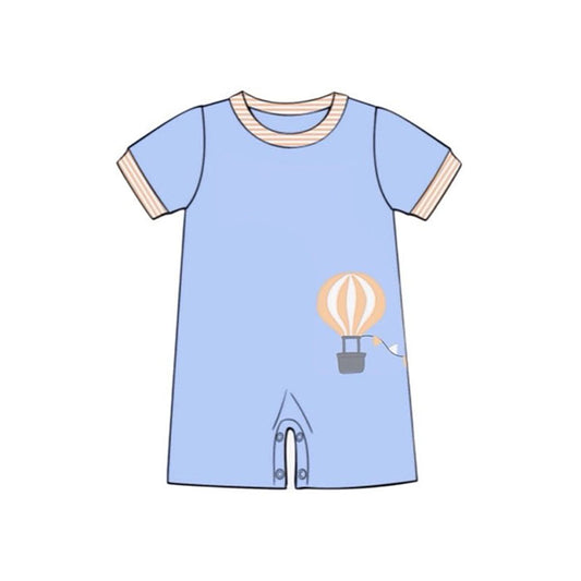 MOQ 5 PCS preorder SR3629 Hot Air Balloons Blue Short Sleeve Boys Romper 202511