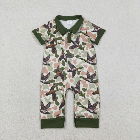 SR3634 Duck Hunting Green Camouflage Polo Short Sleeve Boys Romper 202601 RTS