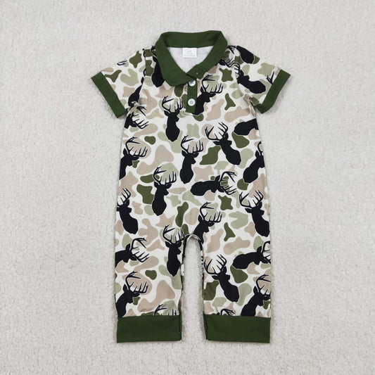 SR3636 Deer Hunting Green Camouflage Polo Short Sleeve Boys Romper 202601 RTS