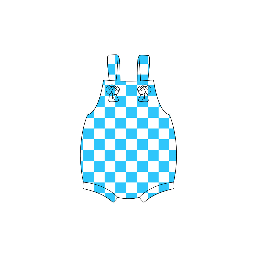 MOQ 5 PCS preorder SR3639 Blue Plaid Sleeveless Boys Bubble Romper 202511