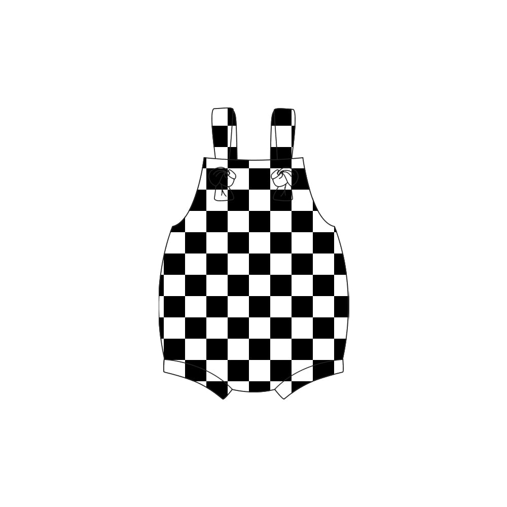 MOQ 5 PCS preorder SR3640 Black Plaid Sleeveless Boys Bubble Romper 202511