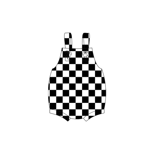 MOQ 5 PCS preorder SR3640 Black Plaid Sleeveless Boys Bubble Romper 202511