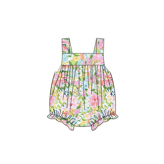 MOQ 5 PCS preorder SR3665 Flower Leaf Sleeveless Girls Bubble Romper 202511
