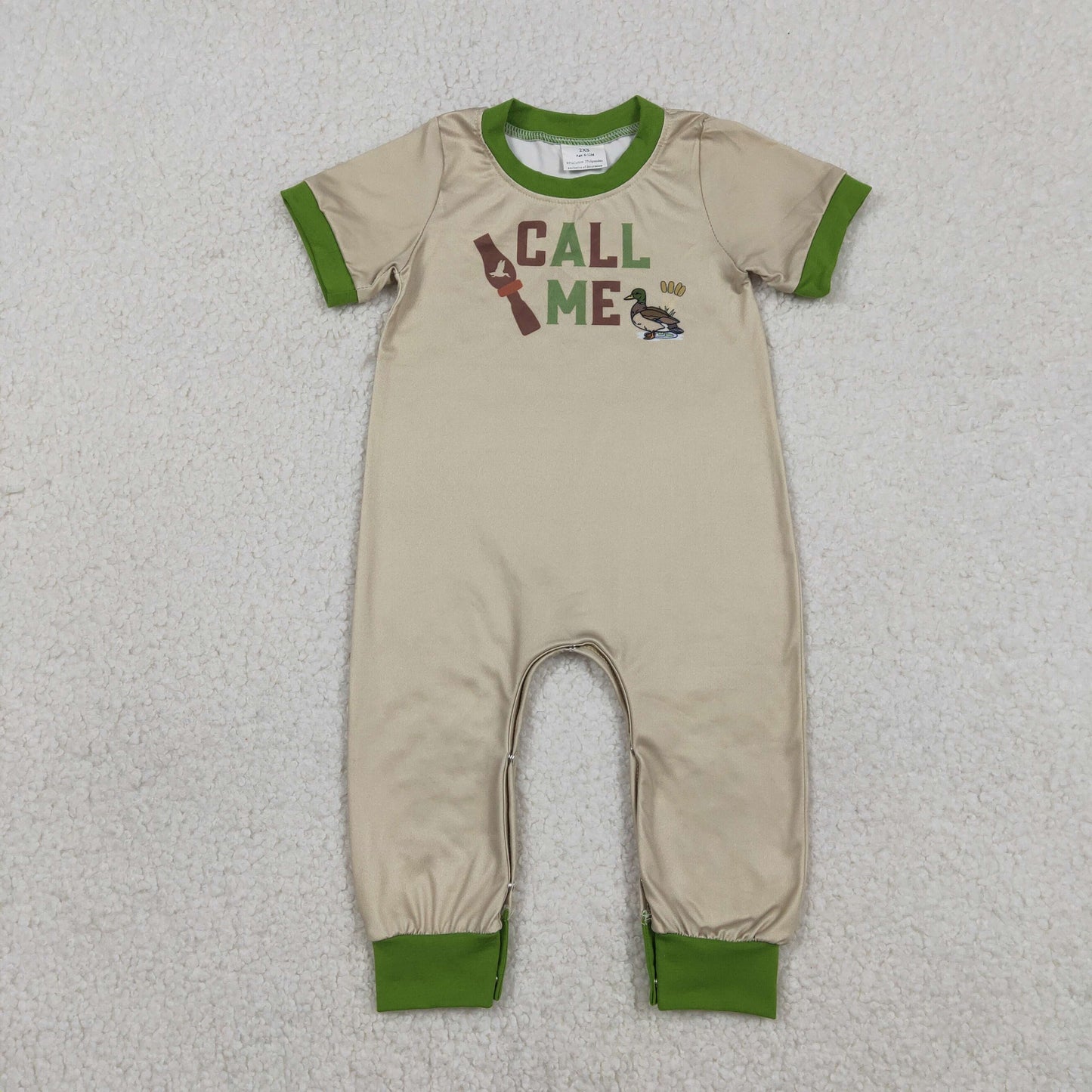 SR3684 Duck Hunting Green O-Neck Short Sleeve Boys Romper 202601 RTS