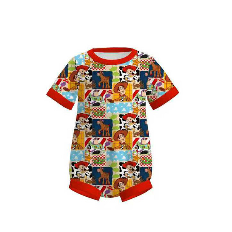 MOQ 5 PCS preorder SR3719 Toy Story Plaid Red Short Sleeve Boys Bubble Romper 202511