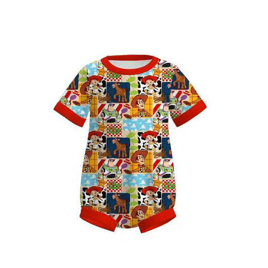 MOQ 5 PCS preorder SR3719 Toy Story Plaid Red Short Sleeve Boys Bubble Romper 202511