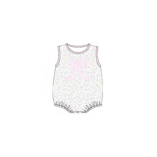 MOQ 5 PCS preorder SR3727 Flower Bow Sleeveless Girls Bubble Romper 202512