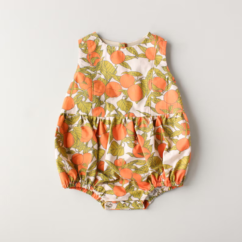 MOQ 5 PCS preorder SR3743 Fruit Leaf Sleeveless Girls Bubble Romper 202512