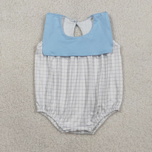 SR3751 Blue Plaid Sleeveless Girls Bubble Romper 202602 RTS