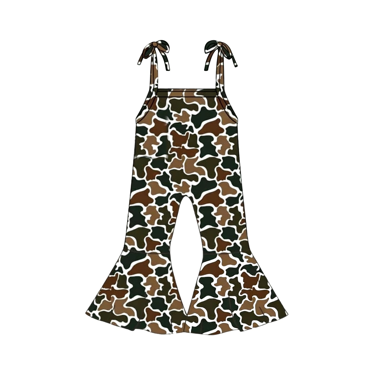 MOQ 5 PCS Preorder SR3776 Brown Green Camouflage Sleeveless Girls Overalls Jumpsuits 202512
