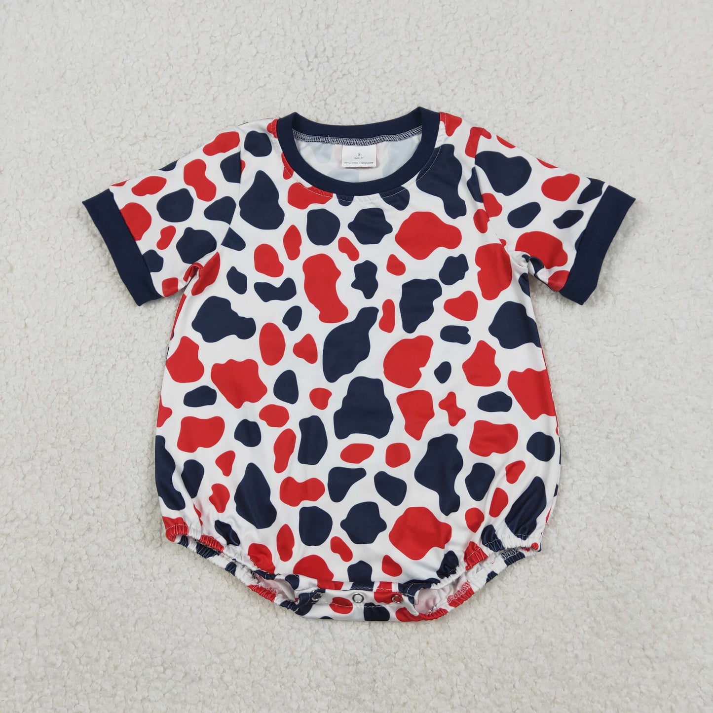 SR3822 Red Navy Camouflage Short Sleeve Boys Bubble Romper 202601 RTS