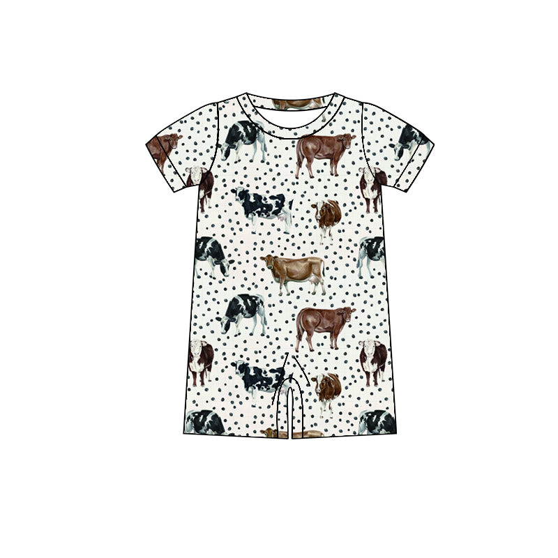 MOQ 5 PCS preorder SR3836 Cow Dots Short Sleeve Boys Romper 202512