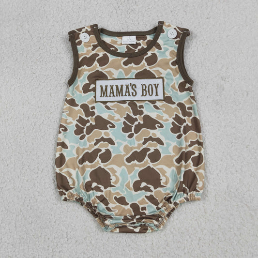 SR3907 MAMA'S BOY Blue Green Brown Camouflage Sleeveless Boys Bubble Romper 202605 RTS