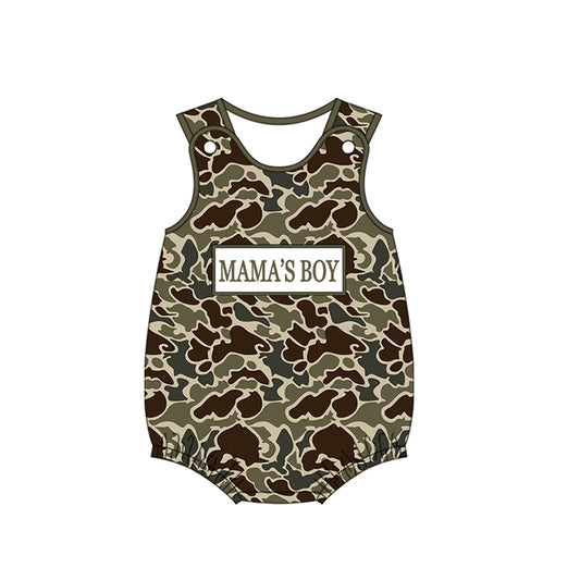 MOQ 5 PCS preorder SR3911 MAMA'S BOY Army Green Brown Camouflage Sleeveless Boys Bubble Romper 202601
