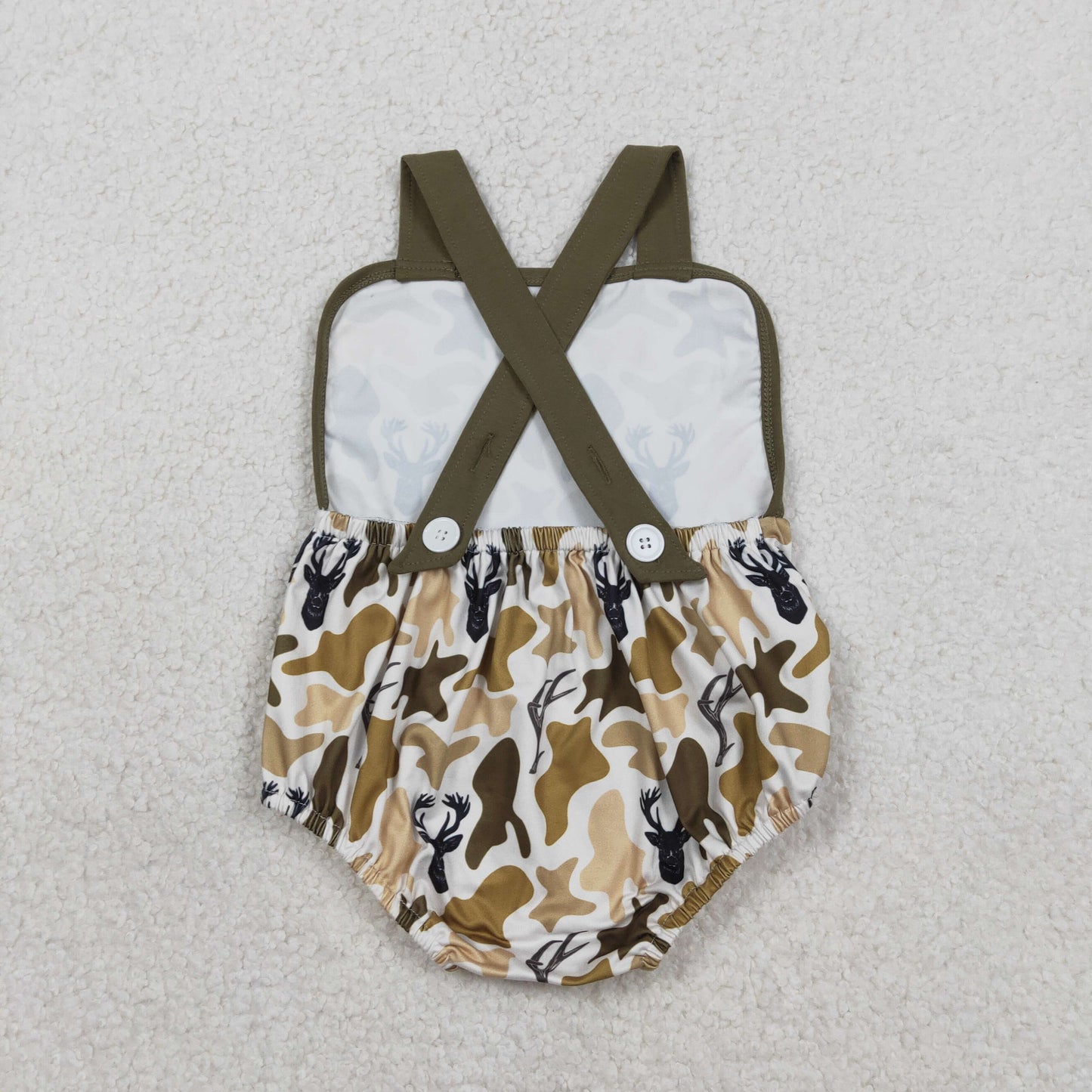 SR3924 Deer Hunting Camouflage Army Green Camouflage Sleeveless Boys Bubble Romper 202601 RTS