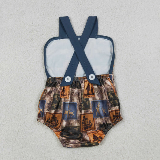 SR3925 Deer Hunting Camouflage Dark Blue Sleeveless Boys Bubble Romper 202603 RTS