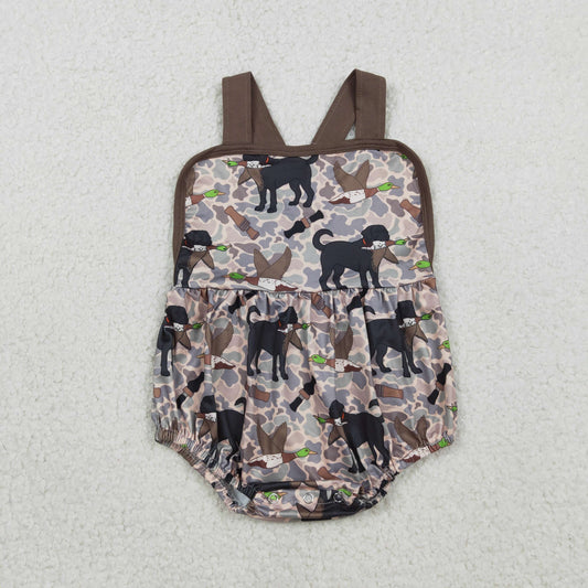SR3928 Puppy Duck Hunting Camouflage Brown Camouflage Sleeveless Boys Bubble Romper 202603 RTS