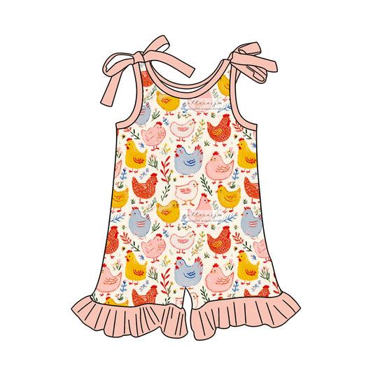 MOQ 5 PCS preorder SR3930 Chick Flower Leaf Orange Pink Ruffle Sleeveless Girls Romper 202601