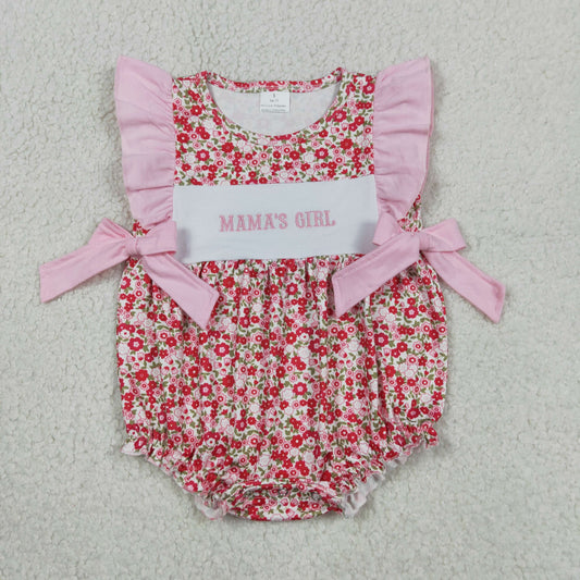 Sibling Matching Clothes Embroidered Mothers Day Floral Ruffle Pink Girls Sets 202604 RTS