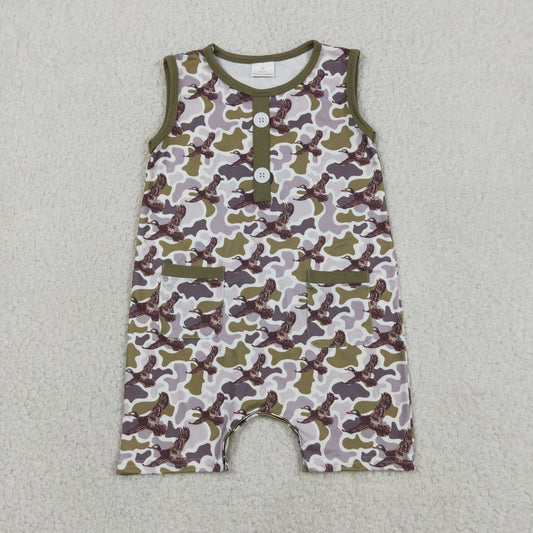 SR3946 Duck Hunting Gray Green Camouflage Pocket Sleeveless Boys Romper 202605 RTS