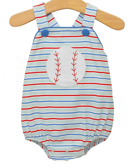 MOQ 5 PCS preorder SR3979 Baseball Stripe Sleeveless Boys Bubble Romper 202601