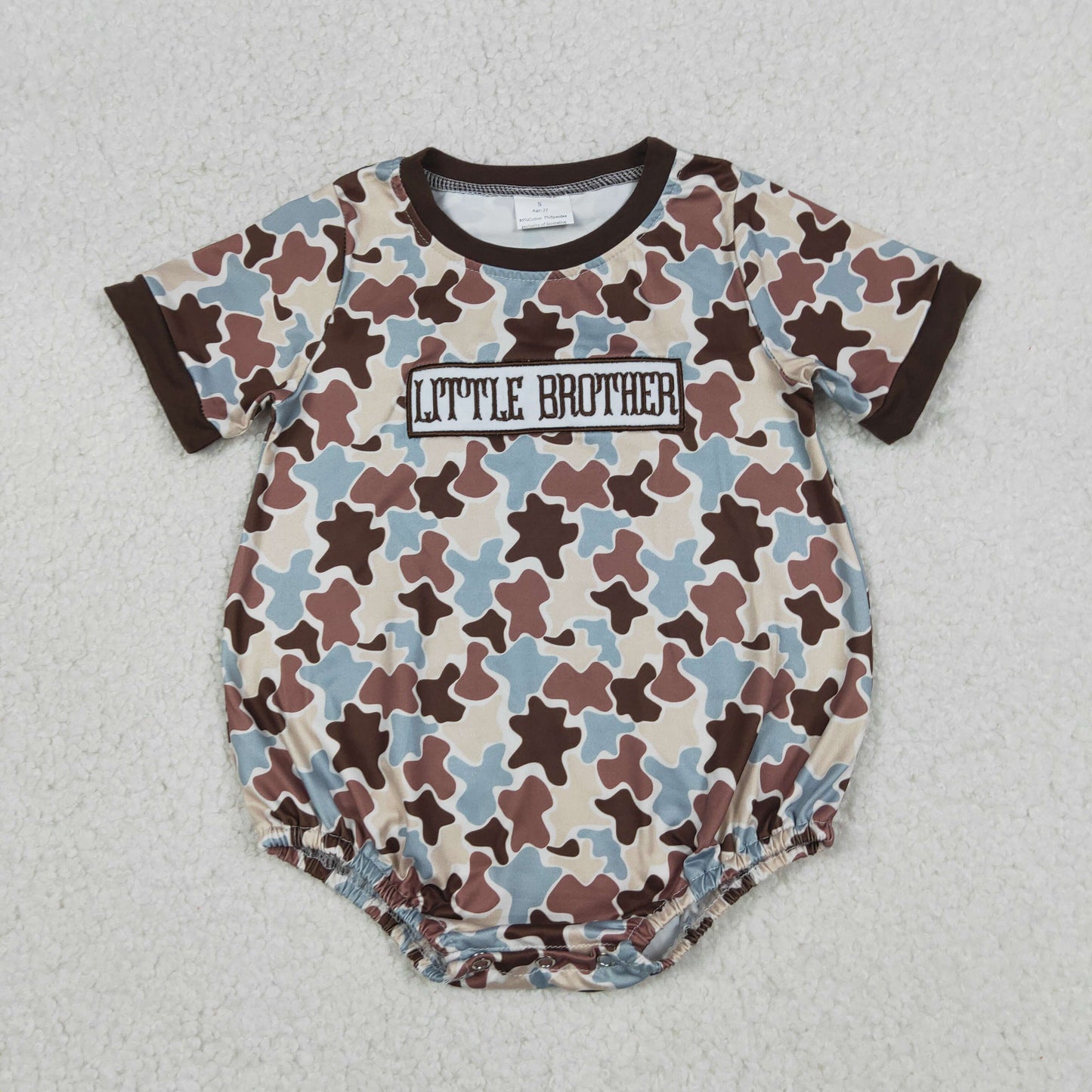 SR3986 Little Brother Brown Green Camouflage Short Sleeve Boys Bubble Romper 202604 RTS