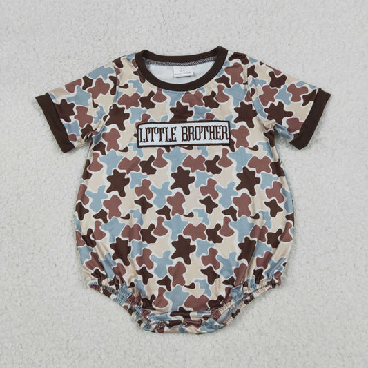 SR3986 Little Brother Brown Green Camouflage Short Sleeve Boys Bubble Romper 202604 RTS