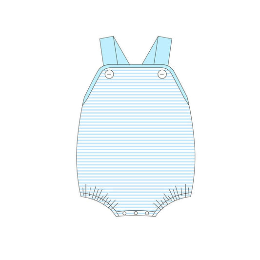 MOQ 5 PCS preorder SR3990 Light Blue Stripe Sleeveless Boys Bubble Romper 202601