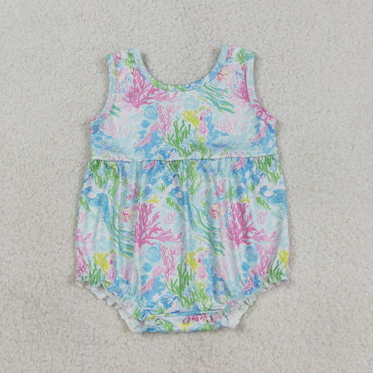 SR3991 Mermaid Coral Seaweed Sleeveless Girls Bubble Romper 202603 RTS