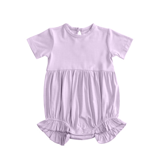 MOQ 5 PCS preorder SR3995 Solid Light Purple Short Sleeve Girls Bubble Romper 202601