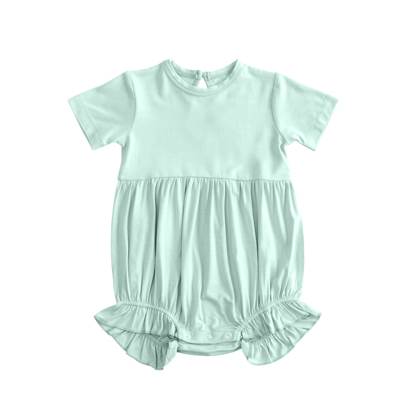 MOQ 5 PCS preorder SR3996 Solid Light Green Short Sleeve Girls Bubble Romper 202601