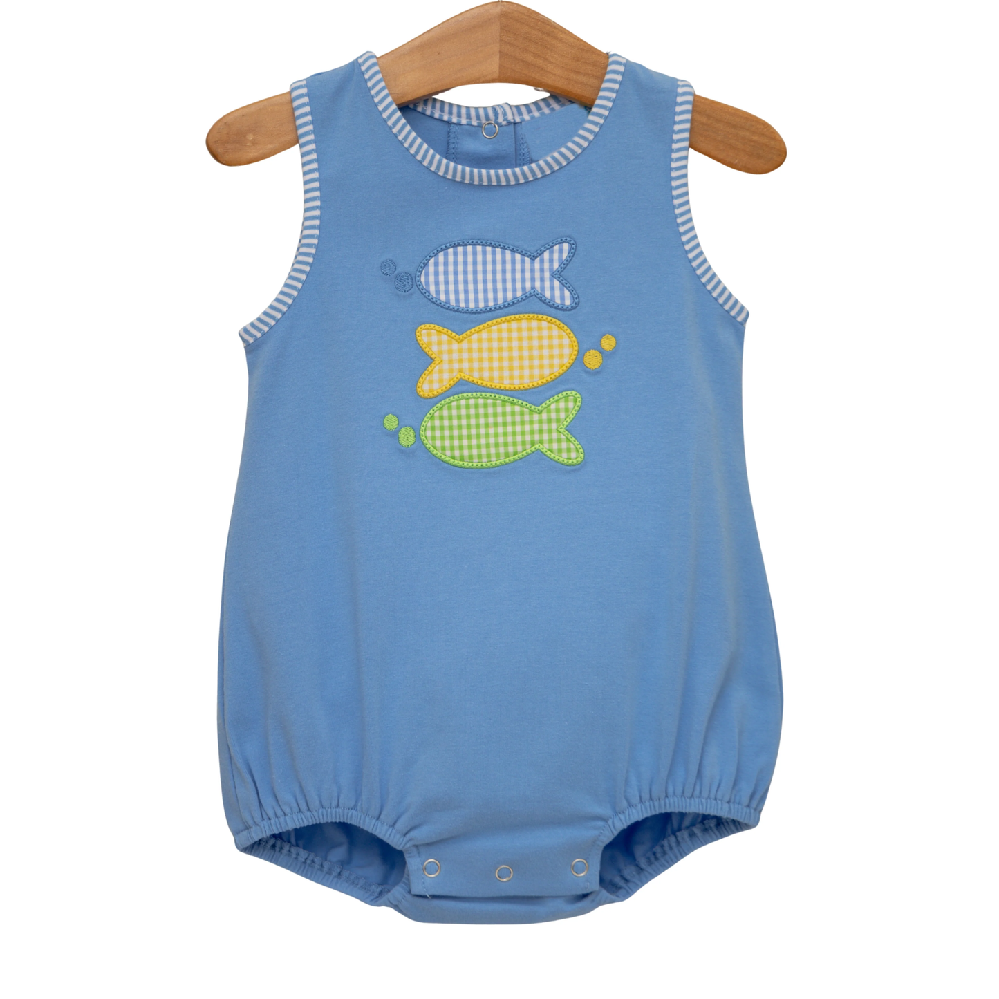 MOQ 5 PCS preorder SR4005 Fishing Pattern Blue Sleeveless Boys Bubble Romper 202601