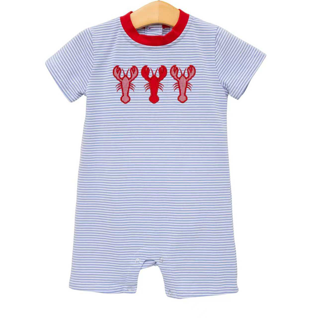 MOQ 5 PCS preorder SR4007 Crayfish Pattern Blue Purple Stripe Short Sleeve Boys Romper 202601