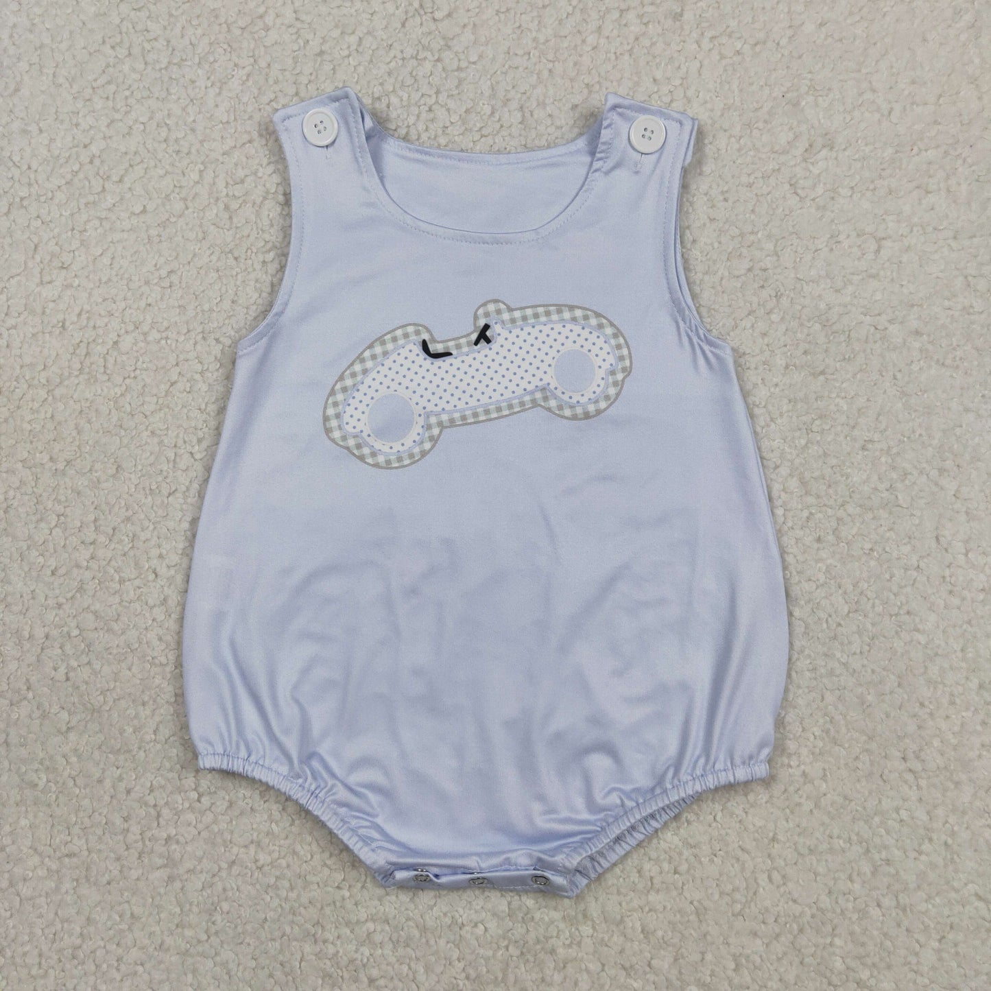 SR4013 Cars Blue Sleeveless Boys Bubble Romper 202604 RTS