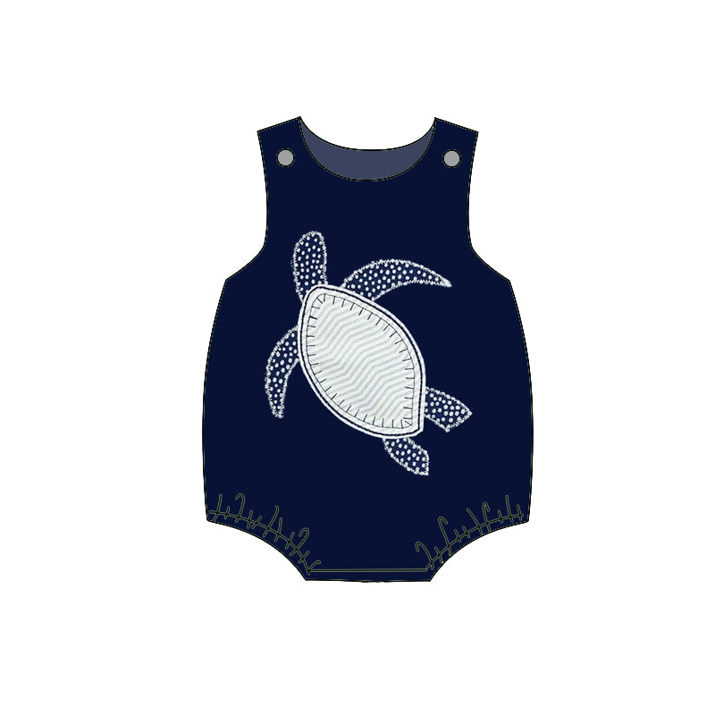 MOQ 5 PCS preorder SR4015 Sea Turtle Navy Sleeveless Boys Bubble Romper 202601