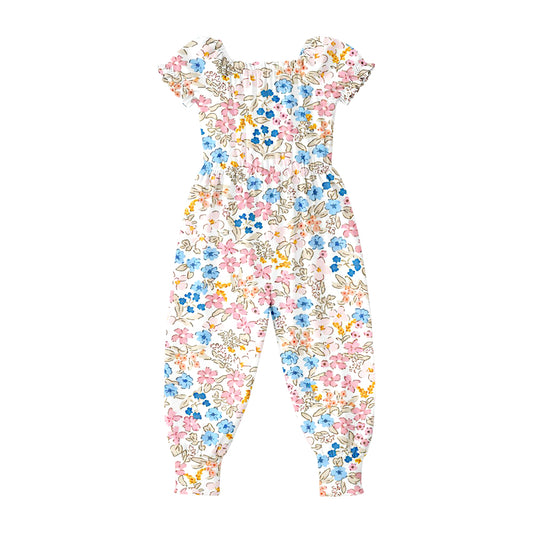 MOQ 5 PCS Preorder SR4071 Floral Short Sleeve Girls Overalls Jumpsuits 202602