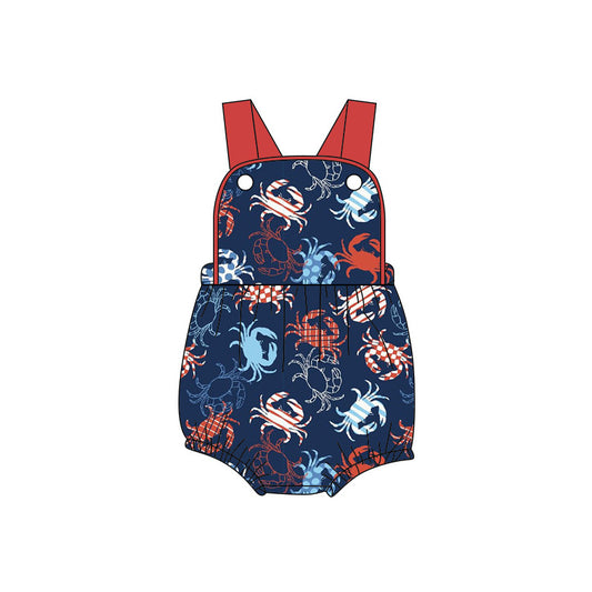 MOQ 5 PCS preorder SR4117 Crab Navy Sleeveless Boys Bubble Romper 202603 Sibling
