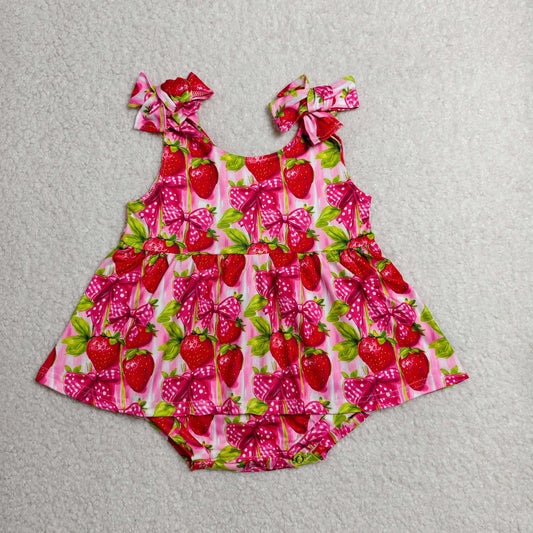 SR4134 Strawberry Rose Red Ruffle Sleeveless Girls Bubble Romper 202606 RTS Sibling