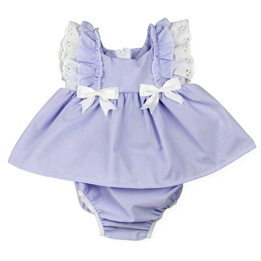 MOQ 5 PCS preorder SR4146 Lace Ruffle Bows Solid Light Purple Sleeveless Girls Bubble Romper 202603
